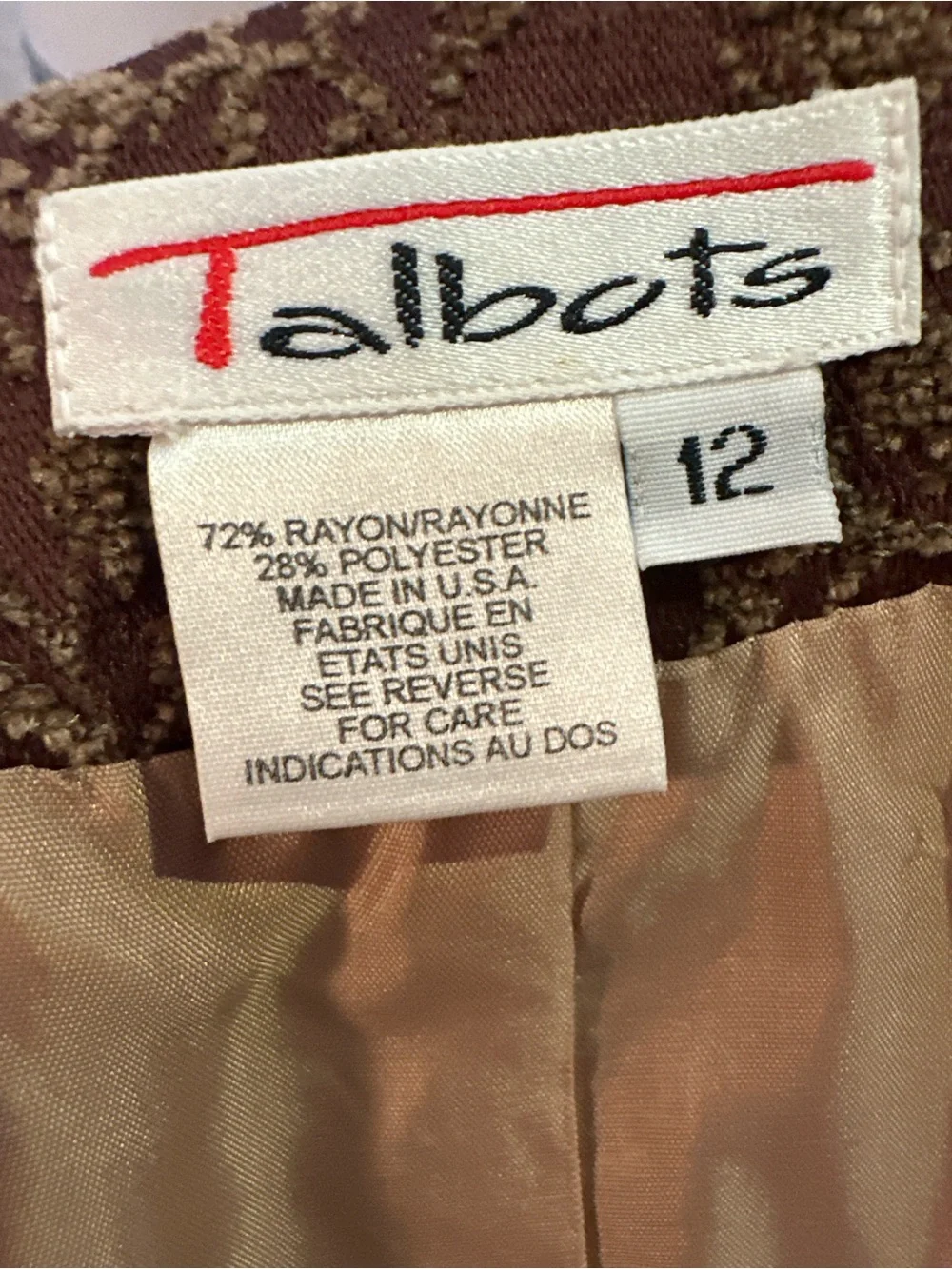 Vintage Talbots Brocade Vest Burgundy Gold Floral Tapestry USA Made Sz 12